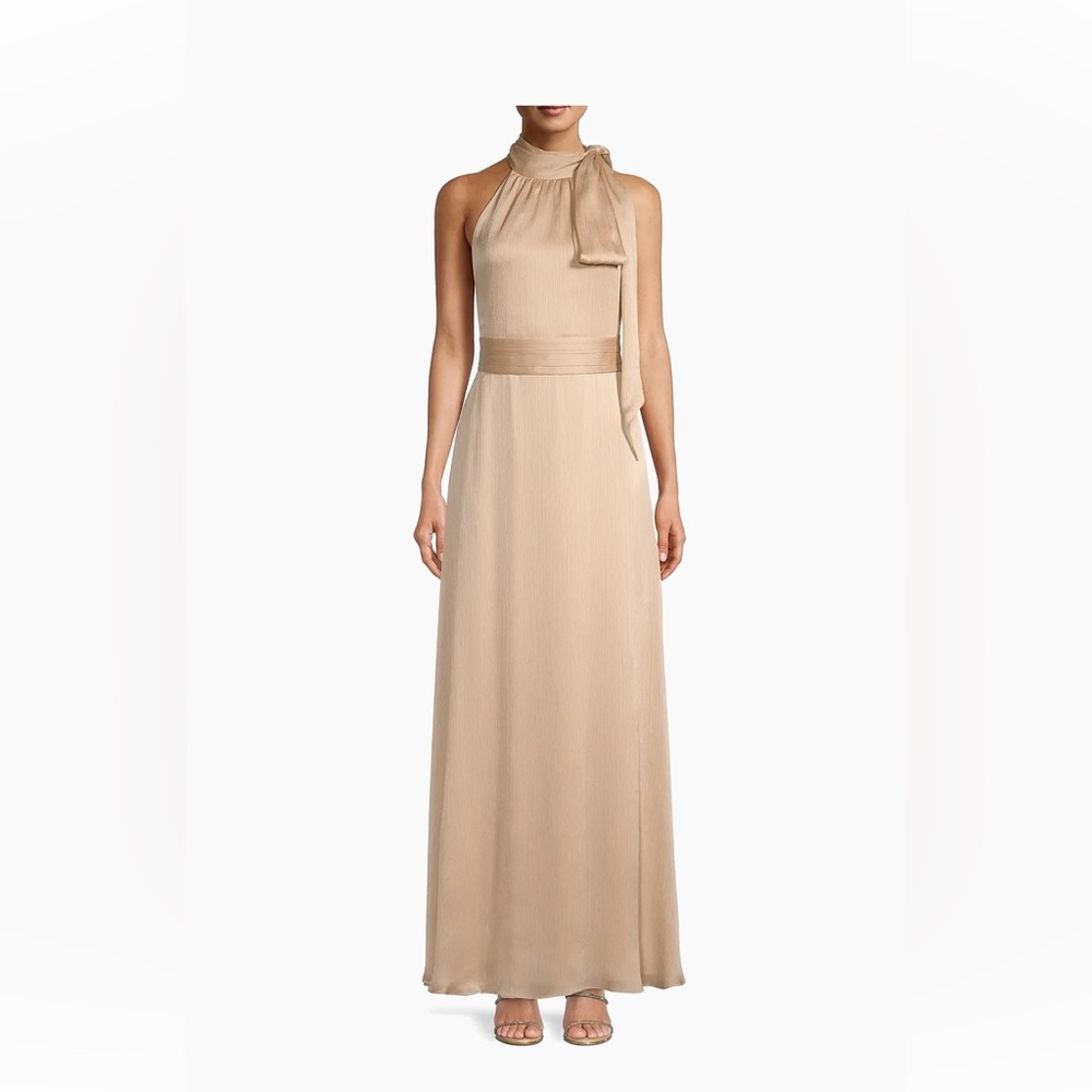 Sachin & Babi Kayla Tie Halterneck Satin Gown